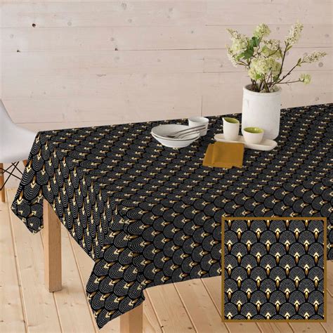 Nappe rectangulaire l 140 x L 250 cm polycoton antitâche noir Horta