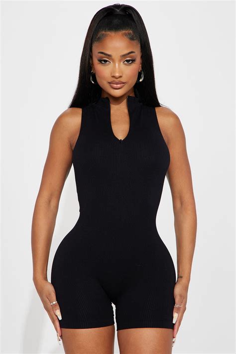 Elia Seamless Romper Black Fashion Nova Rompers Fashion Nova