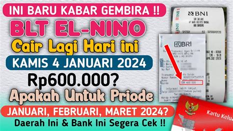 Kabar Gembira Blt Elnino Cair Lagi Hari Ini Kamis Januari Di