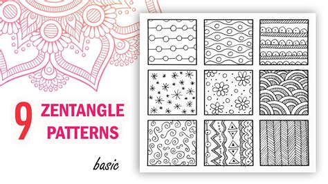 9 Easy Zentangle Patterns For Beginners Quick Zentangle Youtube