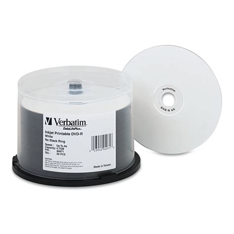 Verbatim DVD R Discs 4 7GB 8X DataLifePlus White Inkjet Printable 50