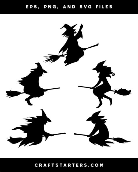 Flying Witch Silhouette Clip Art