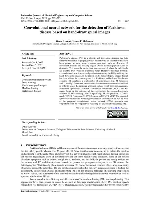 Pdf Convolutional Neural Network For The Detection Of Parkinson