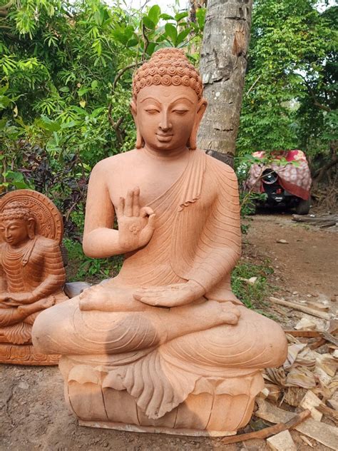 Handecor Brown Sandstone Buddha Statue Sizedimension 4feet Height At