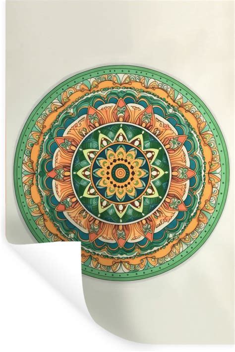 Muurstickers Sticker Folie Hippie Mandala Groen Boho