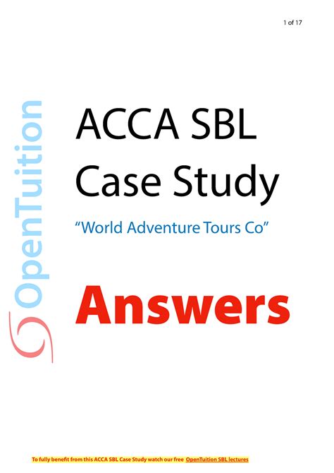 Acca Sbl Case Study World Adventure Tours Co Answers Opentuition Acca