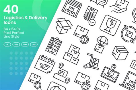 40 Logistics Delivery Icons Line Graphic By Kmgdesignid Creative