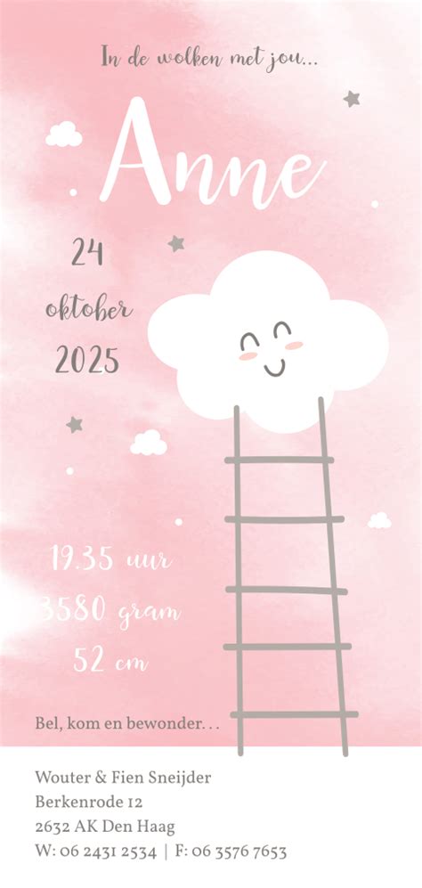 Lief Kaartje Geboorte Meisje Met Watercolor En Silhouet Boom En Baby