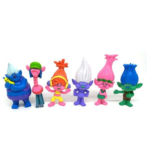 6pcs 3D Dreamworks Trolls Action Figurines Play Set PVC Figures Doll ...