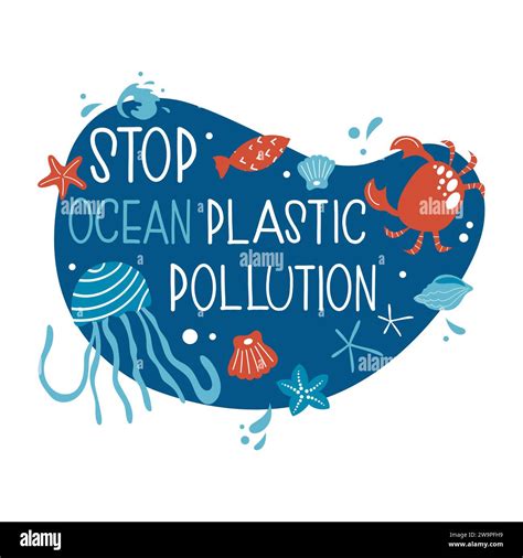 Hand Drawn Protect Ocean Ecology Concept Vector Design With Underwater