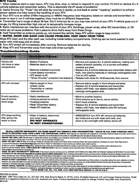 Taiyo Edge Tx Rc Toy User Manual