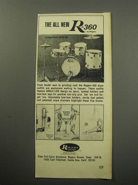 1969 Rogers R 360 Drum Set Ad The All New R 360 By Rogers Ebay