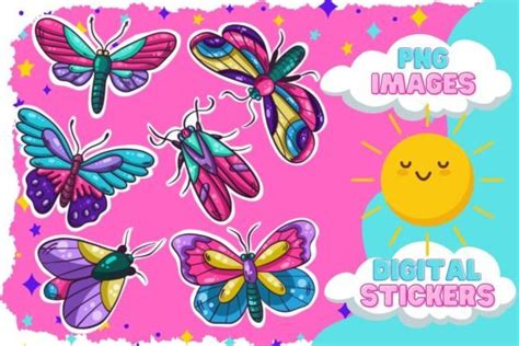 Butterfly Pngbutterfly Stickers Clipart Graphic By Leesifrog
