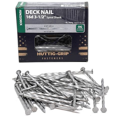 52 Pcs Huttig Grip 3 1 2 In Wood Fence Deck Nails 16d Outdoor Galvanized 1 Lb