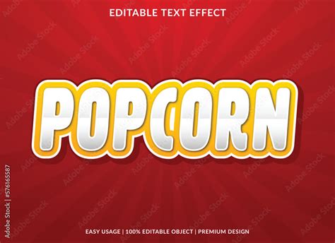 Popcorn Text Effect Template With Abstract Background Editable