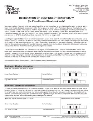 Fillable Online Op F Designation Of Contingent Beneficiary 2 09 Op F