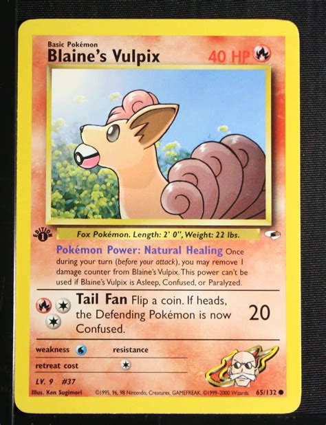 Pokemon Gym Heroes Blaine S Vulpix St Edition Psa