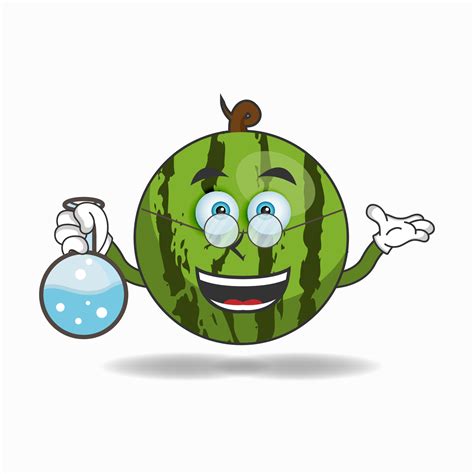 The Watermelon Mascot Character Becomes A Scientist Vector