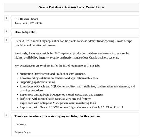 Oracle Database Administrator Cover Letter Velvet Jobs