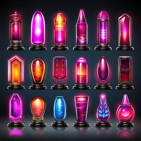 Iconos de luces de neón vectoriales realistas sobre un fondo blanco