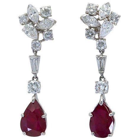 Pear Shape Ruby Diamond Rose Gold Earrings At 1stdibs Pear Shaped Ruby Earrings