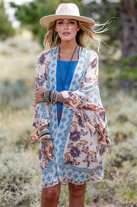 Jacinda Is A Beautiful Boho Chic Kimono With An Open Front And Long