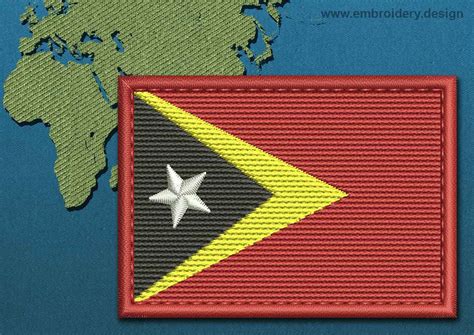 Design Embroidery Flag Of Timor Leste Rectangle With Colour Trim By Embroidery Design