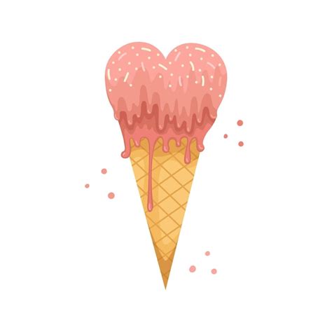 Premium Vector Vector Illustration Of Heart Shaped Ice Cream For