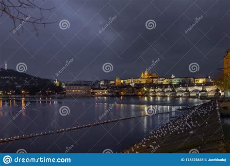 Prazsky Hrad Prague Castle After Sunset Stock Image Image Of Capital