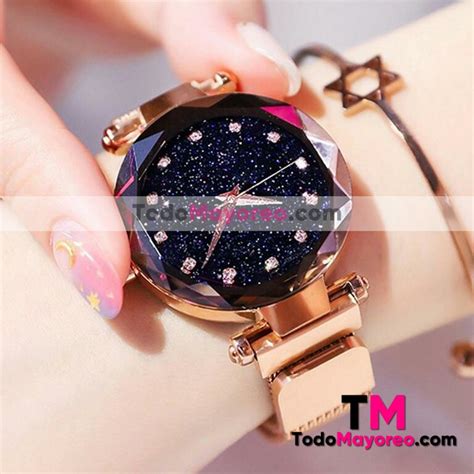 Reloj Rosado Extensible Metal Mesh ImanDestellos R2743 TodoMayoreo