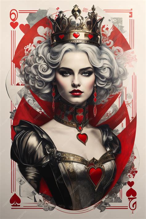 Premium Photo Queen Of Hearts Playing Card Custom Vintage Illustration