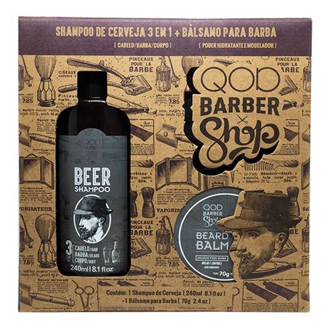 Kit Qod Barber Shop Beer Shampoo 3 Em 1 Bálsamo Para Barba 70g Drogaria Sao Paulo