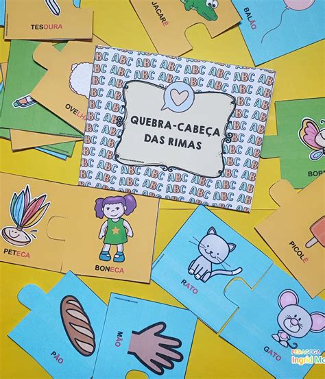 Palavra Que Rima Com Cabeça - Jogo Quebra-Cabeça Das Rimas em PDF | Alfabetizacao | Loja Pedagoga Ingrid