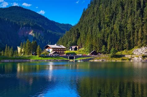 Alps Mountains Lake House Austria Hd 4k World Lake Photos Lake