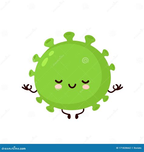 Cute Happy Good Probiotic Bacteria Meditate Stock Vector Illustration