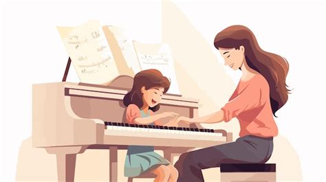 Madre E Hijo Tocando El Piano Juntos Ilustraci N Vectorial De Dibujos