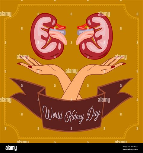 Cartel o banner del Día Mundial del Riñón Cuidado renal y concepto de