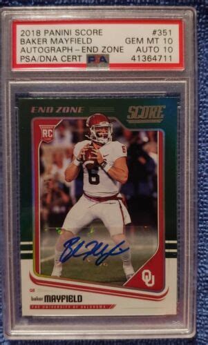 Baker Mayfield 2018 Panini Rookie Card Auto 1 6 Gem Mint 10 PSA DNA End