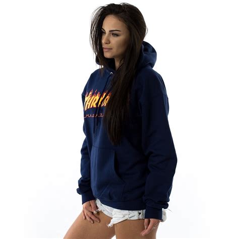 Thrasher Magazine Bluza Damska Hoody Flame Logo Navy N Kobieta Navy