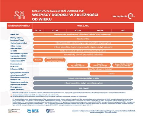 Kalendarz szczepień dorosłych Szczepienia Info