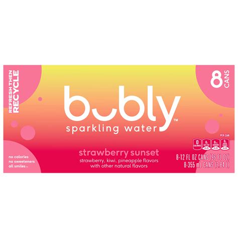 Bubly Strawberry Sunset Strawberry Kiwi Pineapple Flavors Sparkling