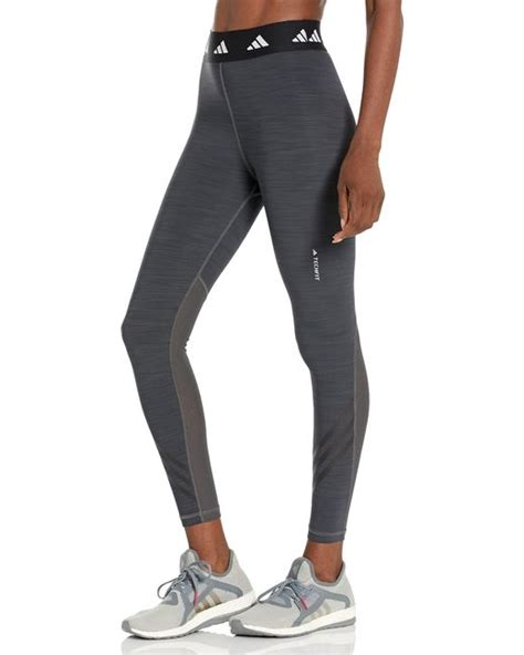 Adidas Techfit 3 Stripes 7 8 Tights In Dark Grey Heather Black Blue