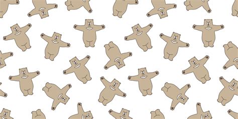 Bear seamless pattern vector polar bear panda isolated background ...