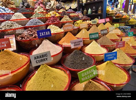 Various Spices On Spice Souk Deira Dubai Stock Photo Alamy