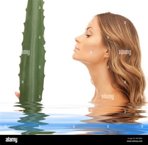 Lovely Woman With Aloe Vera Stock Photo Alamy