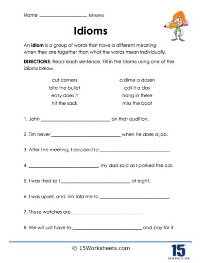 Idioms Worksheets Worksheets Worksheets Library