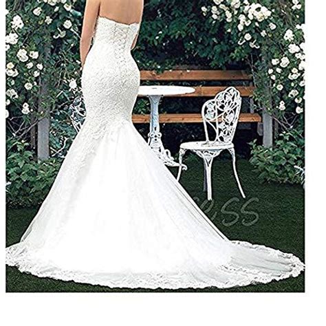 Oyisha Womens Formal Strapless Sweetheart Mermaid Wedding Dress Lace