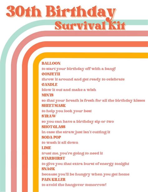 30th Birthday Survival Kit Etsy Canada Birthday Survival Kit Mommy