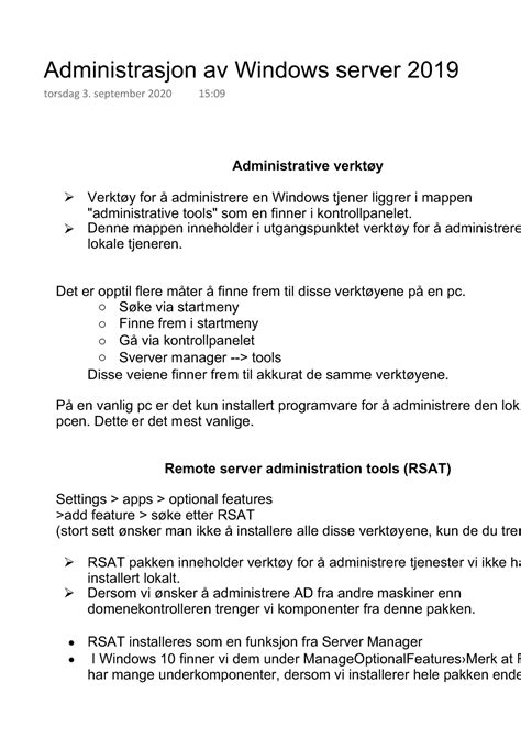 Administrasjon av Windows server 2019 - Administrative verktøy Verktøy ...