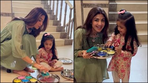 Diwali 2023 Shilpa Shetty की 3 साल की बेटी Samisha ने घर में बनाई